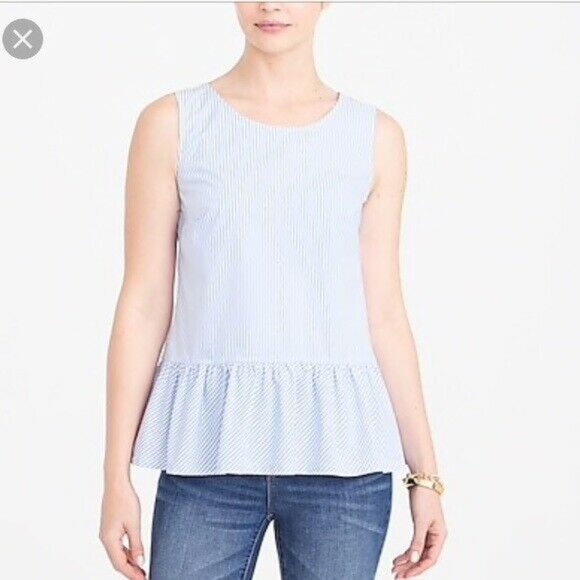 J. Crew Tops - NWOT J. Crew Striped BowBack Peplum Sleeveless Top